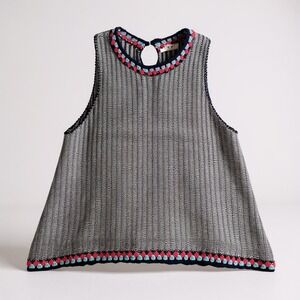 THML Women's Sleeveless Knit Tank‎ Top Multicolor Crochet Trim Size L